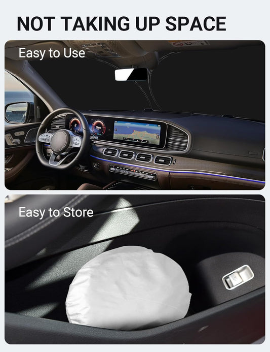 Proadsy Windshield Sun Shade Custom Fit Mercedes Benz GLE 2020-2024 2026 4-Layer Foldable Front Sunshade Protector Sun Visor Blocks UV Rays Keep Car Cooler