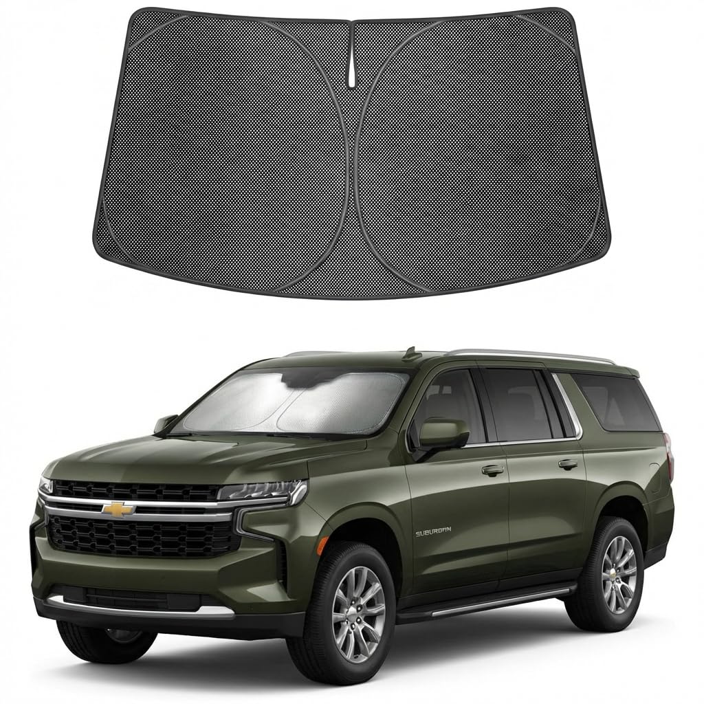 Proadsy Windshield Sun Shade Custom Fit Yukon 2021-2026 Ice Crystal Black Front Window Sunshade UV and Heat Blocker Foldable Visor Keeps Car Cooler for Summer Parking and Daily Use