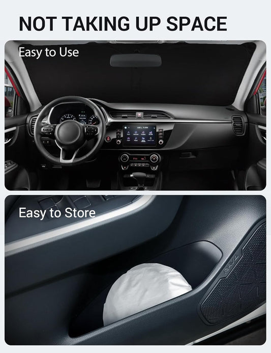 Proadsy 2026 Upgrade Windshield Sun Shade Custom Fit 2018-2023 Kia Rio Foldable Front Sunshade Protector Sun Visor Blocks UV Rays Keep Car Cooler