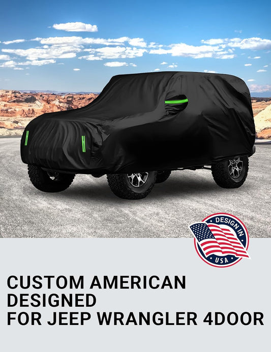 Custom fit 2006-2026 Jeep Wrangler car cover on car, American designed full exterior protection