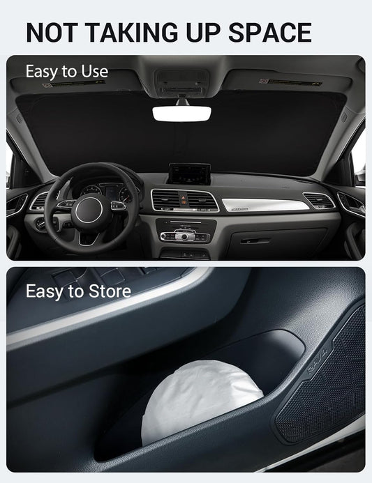 Proadsy 2026 Upgrade Windshield Sun Shade Custom Fit 2013-2018 Audi Q3 Foldable Front Sunshade Protector Sun Visor Blocks UV Rays Keep Car Cooler