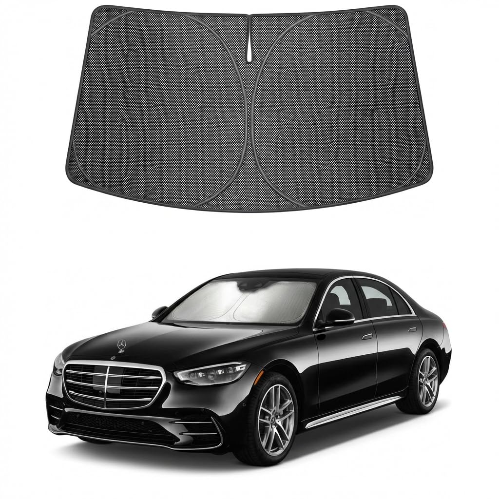 Proadsy Windshield Sun Shade Custom Fit Mercedes-Benz GLS-Class SUV 2020-2026 Ice Crystal Black Front Window Sunshade UV and Heat Blocker Keeps Car Cooler for Summer Parking and Daily Use