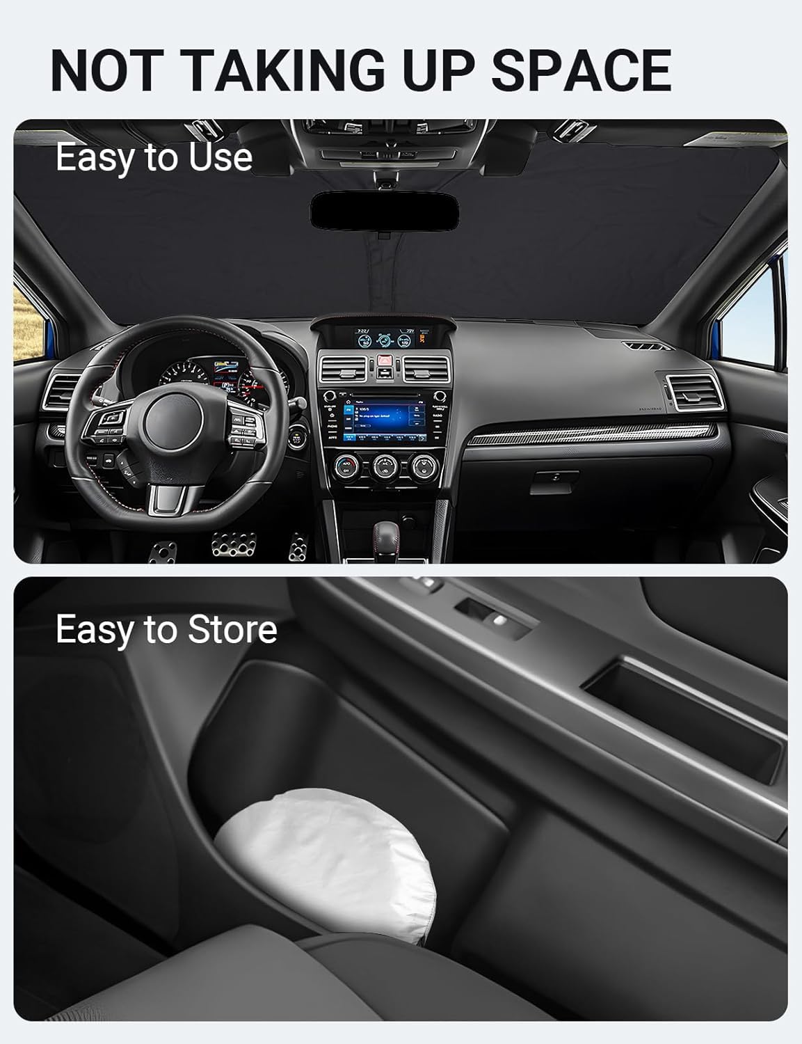 2015-2021 Subaru WRX custom-fit sunshade - folded compact