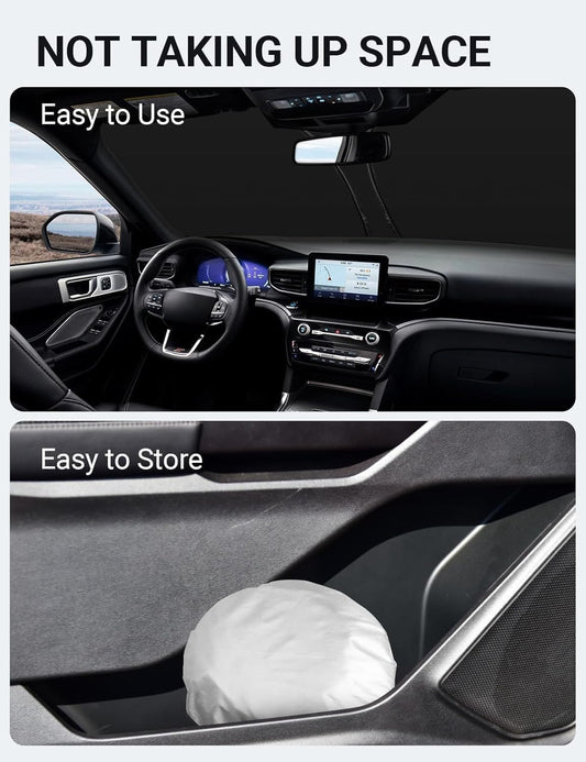 Proadsy 2026 Upgrade Windshield Sun Shade Custom Fit Ford Explorer 2020-2025 2026 4-Layer Foldable Front Sunshade Protector Sun Visor Blocks UV Rays Keep Car Cooler