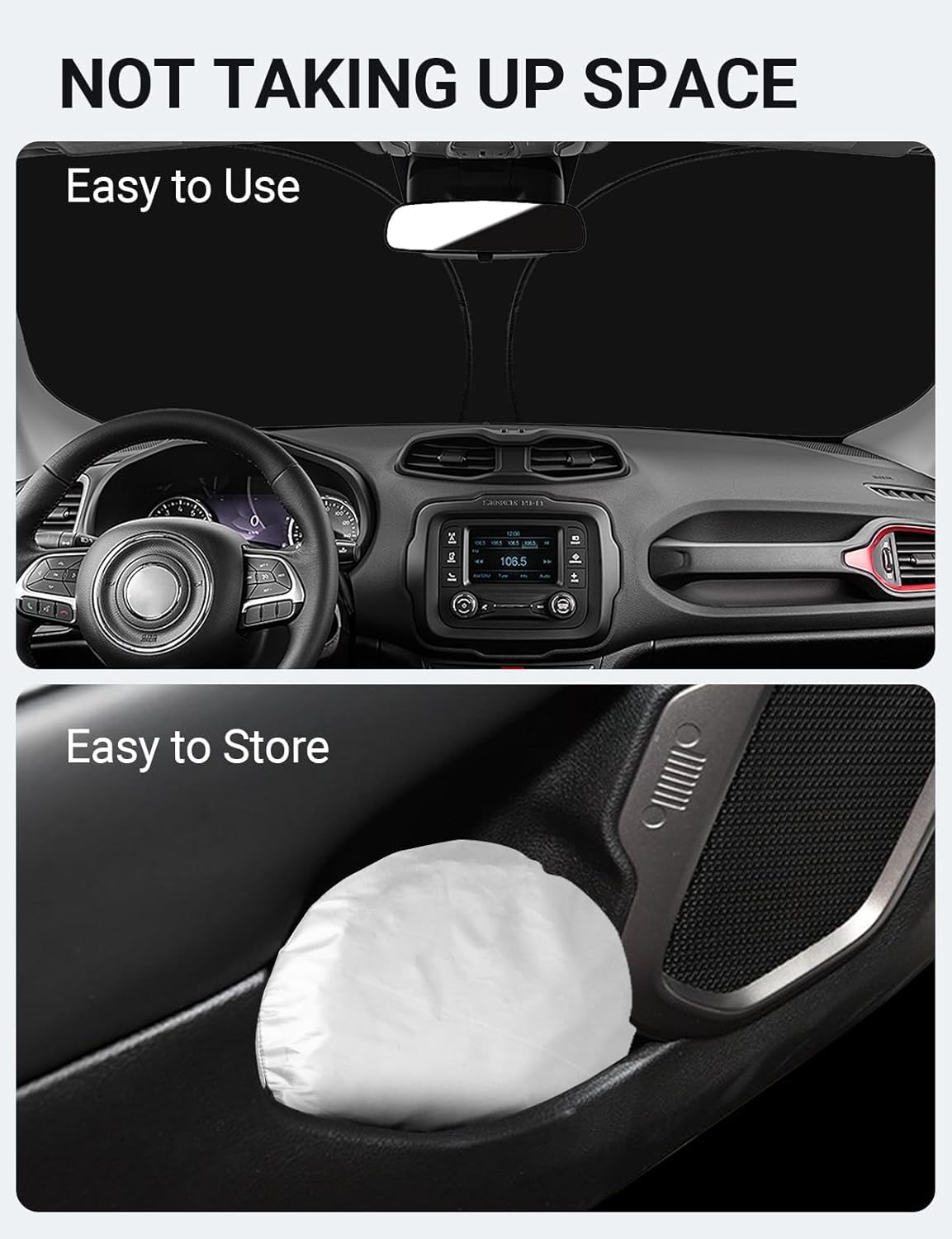 2015-2025 Jeep Renegade custom-fit sunshade - folded compact