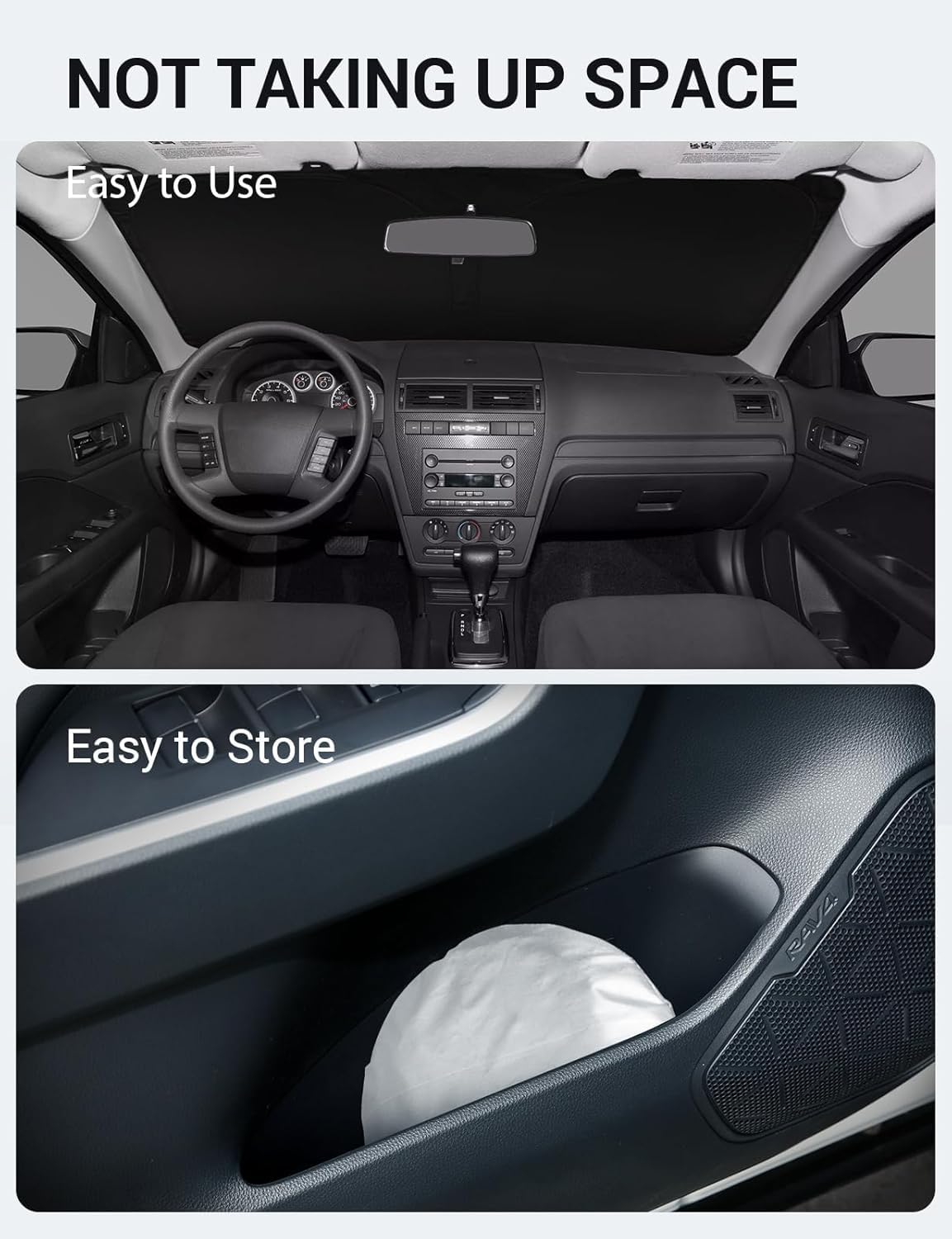 2006-2012 Ford Fusion custom-fit sunshade - folded compact