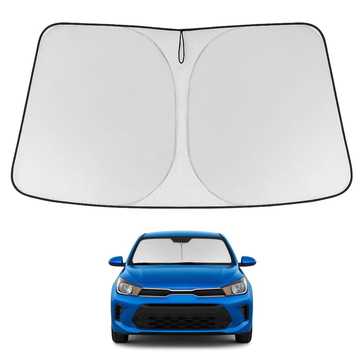 Proadsy 2026 Upgrade Windshield Sun Shade Custom Fit 2018-2023 Kia Rio Foldable Front Sunshade Protector Sun Visor Blocks UV Rays Keep Car Cooler