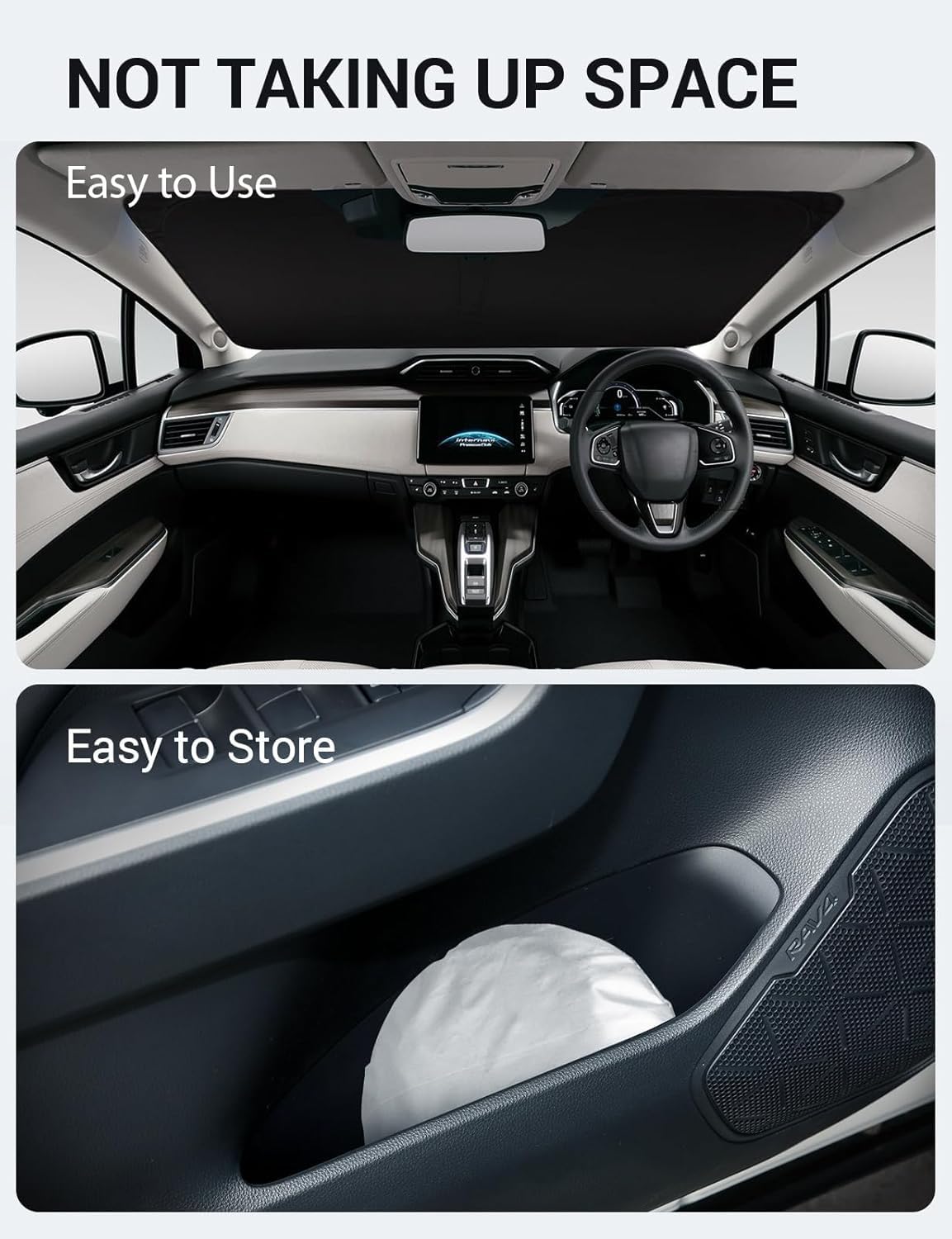 2017-2021 Honda Clarity custom-fit sunshade - folded compact