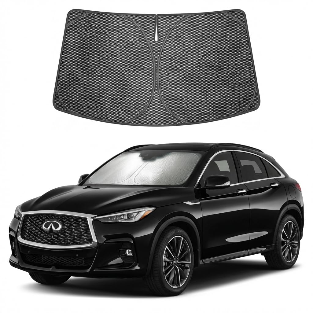 Proadsy Windshield Sun Shade Custom Fit Infiniti QX50 QX55 2019-2026 Ice Crystal Black Front Window Sunshade UV and Heat Blocker Foldable Visor Keeps Car Cooler for Summer Parking and Daily Use