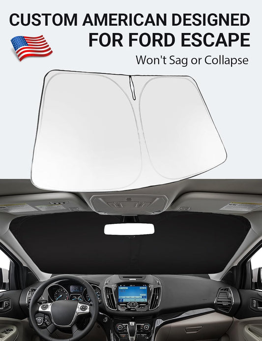 Custom American designed 2013-2019 Ford Escape windshield sunshade, will not sag or collapse