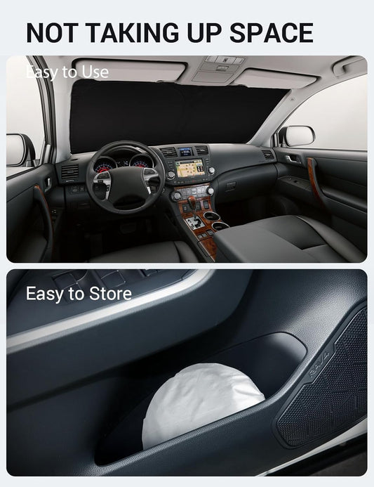 Proadsy 2025 Upgrade Windshield Sun Shade for Toyota Highlander 2008-2013 Foldable Front Sunshade Protector Sun Visor Blocks UV Rays Keep Car Cooler