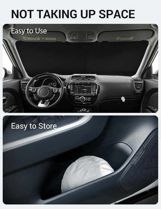 Proadsy 2026 Upgrade Windshield Sun Shade Custom Fit 2014-2019 Kia Soul Foldable Front Sunshade Protector Sun Visor Blocks UV Rays Keep Car Cooler