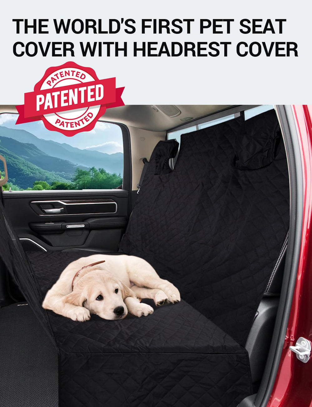 Proadsy for Ram 1500 Pickup 2019-2024 2025 Dog Car Seat Cover Extender Waterproof Scratch Proof Durable Black Back Seat Protector Pet Hammock