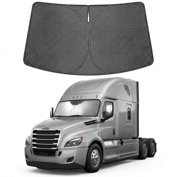 Proadsy Windshield Sun Shade Custom Fit Freightliner Cascadia 2018-2026 Ice Crystal Black Front Window Sunshade UV and Heat Blocker Foldable Visor Keeps Car Cooler for Summer Parking and Daily Use