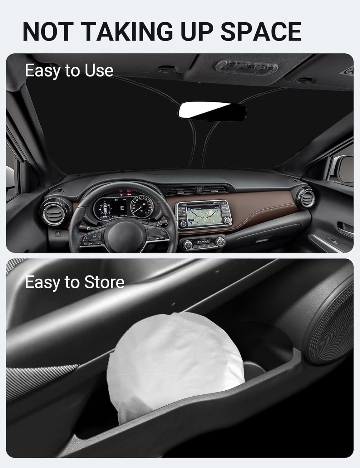 2018-2024 Nissan Kicks custom-fit sunshade - folded compact
