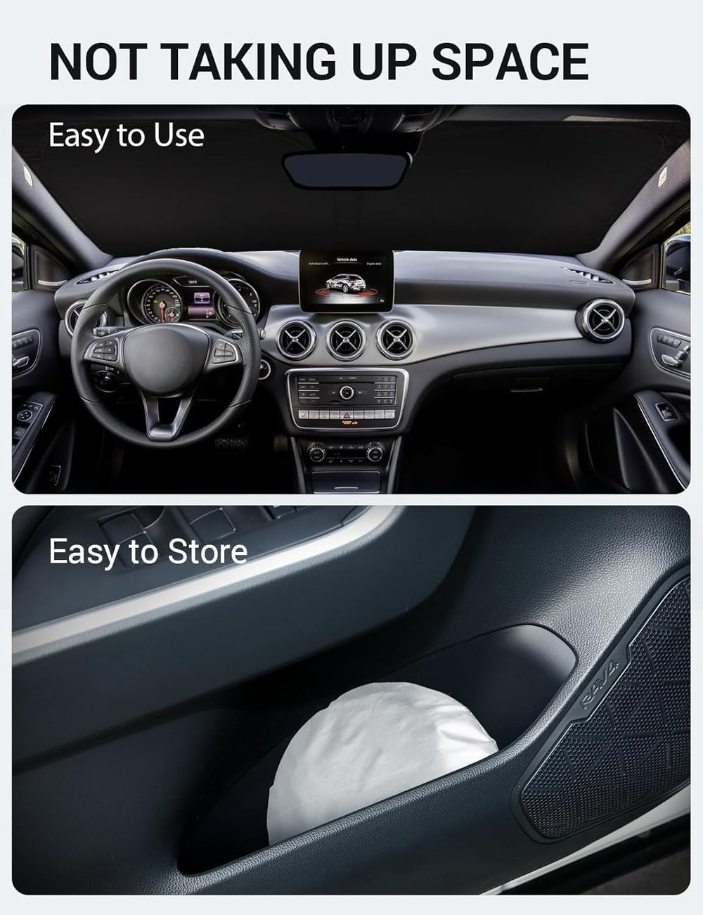 Proadsy 2025 Upgrade Windshield Sun Shade Custom Fit 2015-2020 Mercedes Benz GLA Foldable Front Sunshade Protector Sun Visor Blocks UV Rays Keep Car Cooler