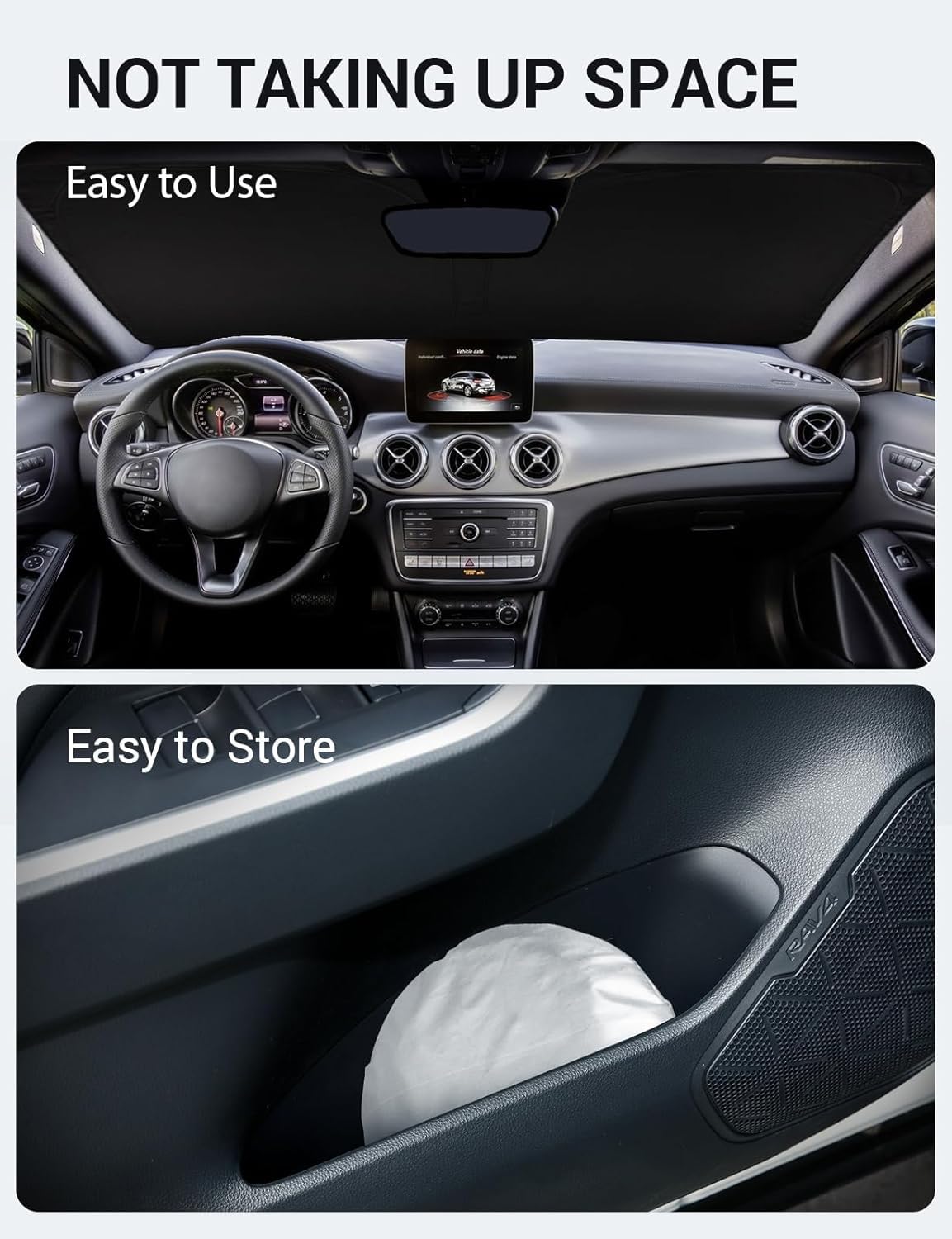 2015-2020 Mercedes-Benz GLA custom-fit sunshade - folded compact