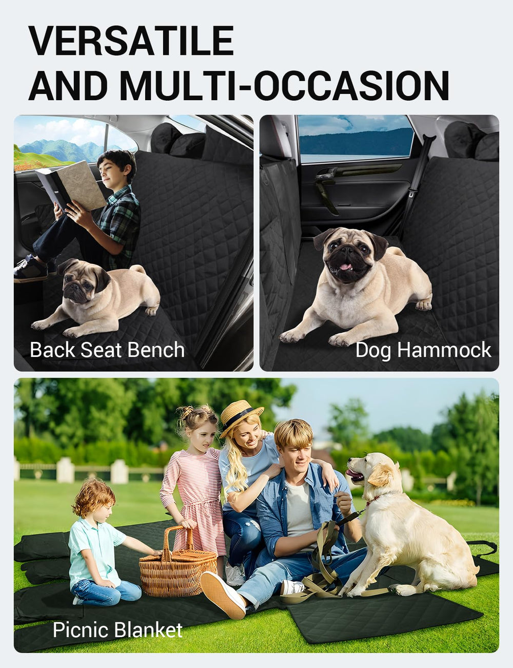 Proadsy 2025 Upgrade Dog Car Seat Cover Custom Fit 2016-2024 2025 Toyota Tacoma Back Seat Extender Waterproof Scratch Proof Durable Black Protector Pet Hammock