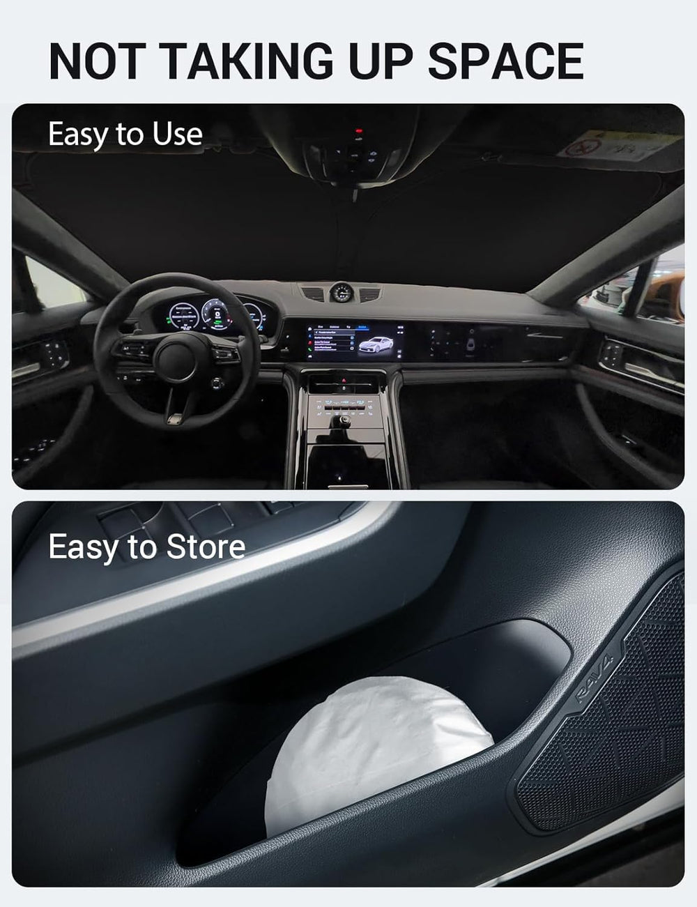 Proadsy 2025 Upgrade Windshield Sun Shade Custom Fit 2017-2023 2024 2025 Porsche Panamera Foldable Front Sunshade Protector Sun Visor Blocks UV Rays Keep Car Cooler
