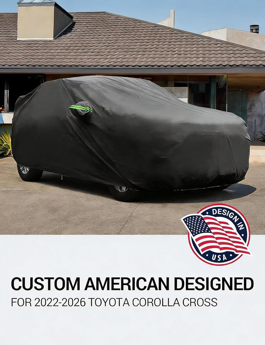 Custom fit 2022-2026 Toyota Corolla Cross car cover on car, American designed full exterior protection