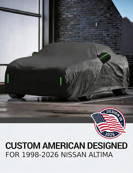 Custom fit 1998-2026 Nissan Altima car cover on car, American designed full exterior protection