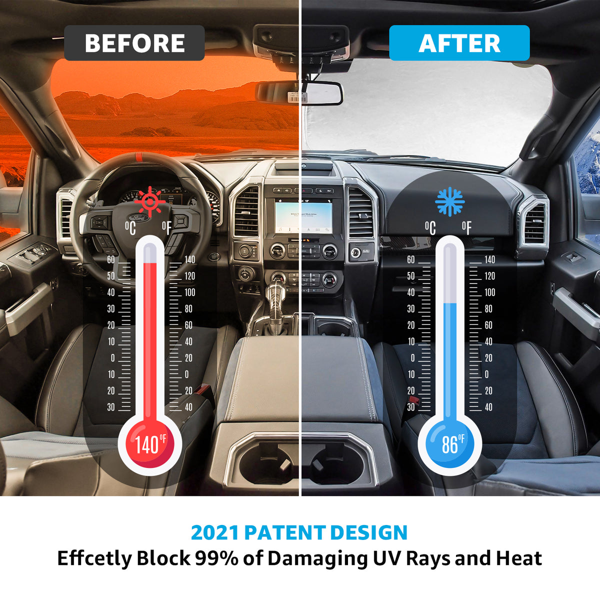 Front Windshield Sunshade Foldable Sun Shade Protector Custom Fit Ford Proadsy Direct