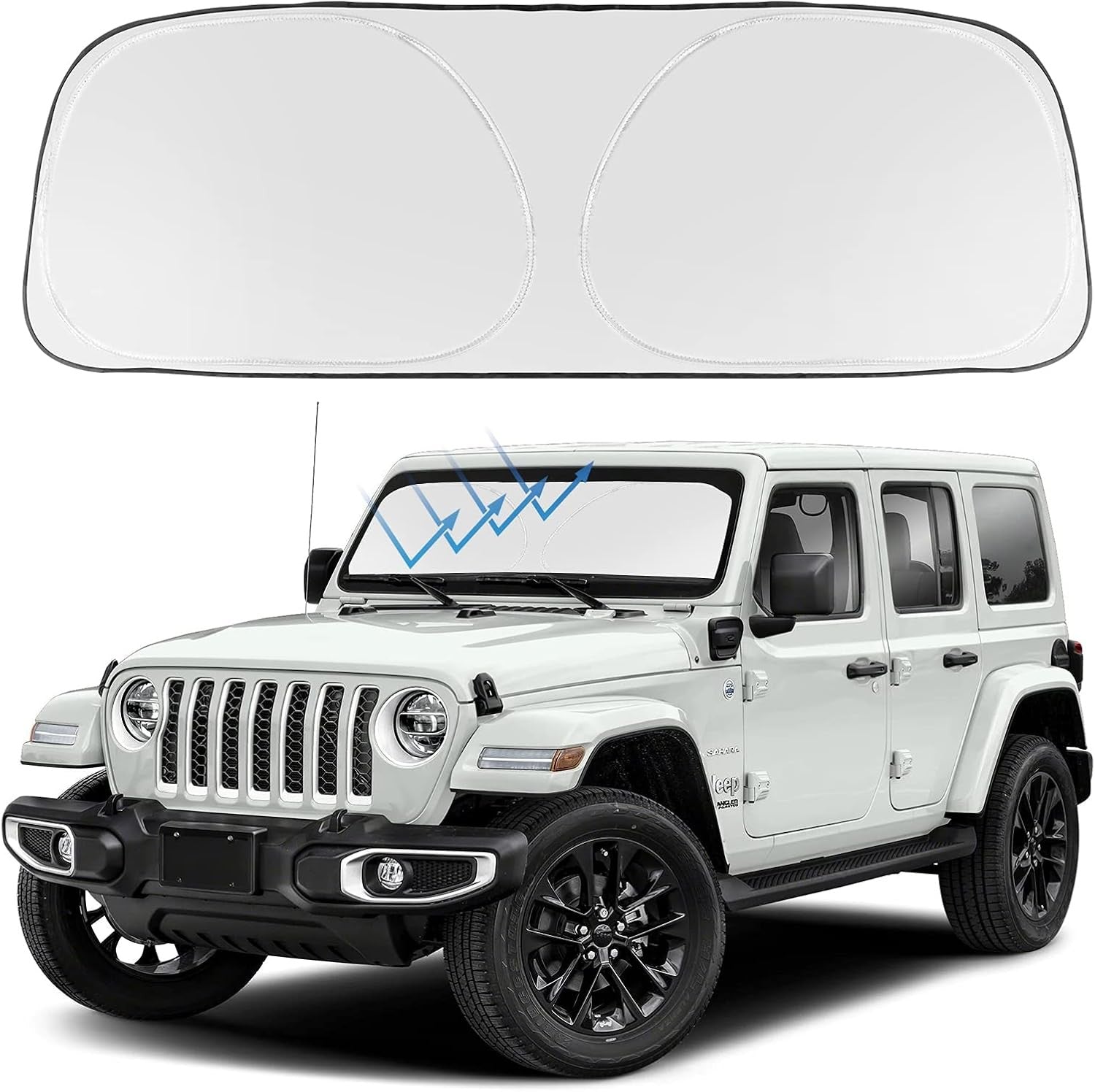 Proadsy custom-fit windshield sunshade for Jeep Windshield Sunshades