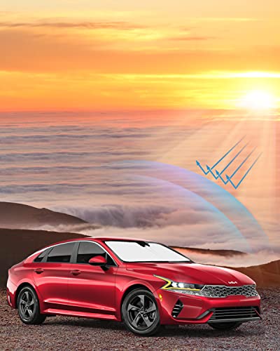 Proadsy 2024 Upgrade Windshield Sunshade Custom for Kia K5 2023 2022 2021 Reflective Heat Sun UV Protector Foldable Front Window Shade Accessories
