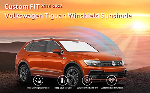 Proadsy Front Windshield Sun Shade Foldable Sunshade Protector Custom Fit 2023 2022 2021 2020 2019 2018 Tiguan Crossover, SUV, Base, Premium, Limited, Touring Accessories 2023 Upgrade
