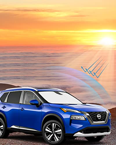 Windshield Sunshade Custom for Nissan Rogue 2023 2022 2021 Reflective Heat Sun UV Protector Foldable Front Window Shade Upgrade Accessories Certified Sustainable