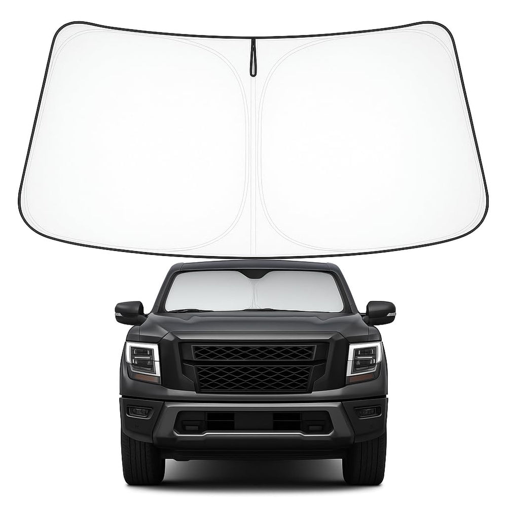 Proadsy 2025 Upgrade Windshield Sun Shade Custom Fit Nissan Titan 2020-2024 2025 4-Layer Foldable Front Sunshade Protector Sun Visor Blocks UV Rays Keep Car Cooler