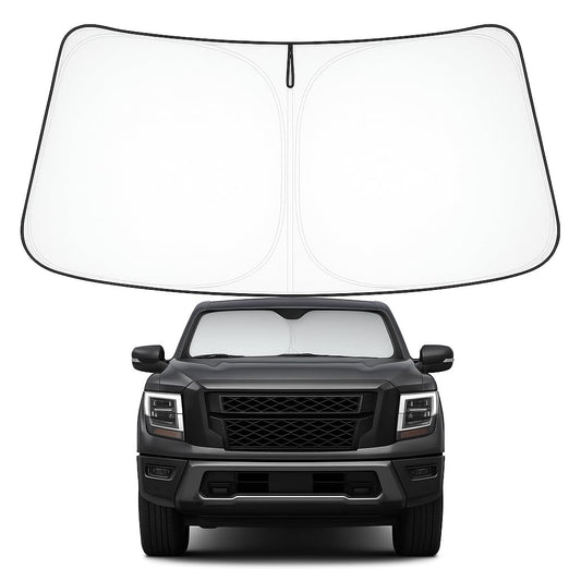 Proadsy 2025 Upgrade Windshield Sun Shade Custom Fit Nissan Titan 2020-2024 2025 4-Layer Foldable Front Sunshade Protector Sun Visor Blocks UV Rays Keep Car Cooler