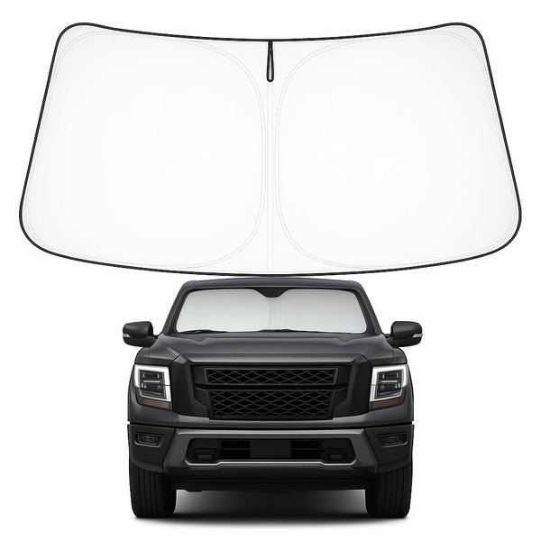 Proadsy 2026 Upgrade Windshield Sun Shade Custom Fit 2020-2024 Nissan Titan Foldable Front Sunshade Protector Sun Visor Blocks UV Rays Keep Car Cooler