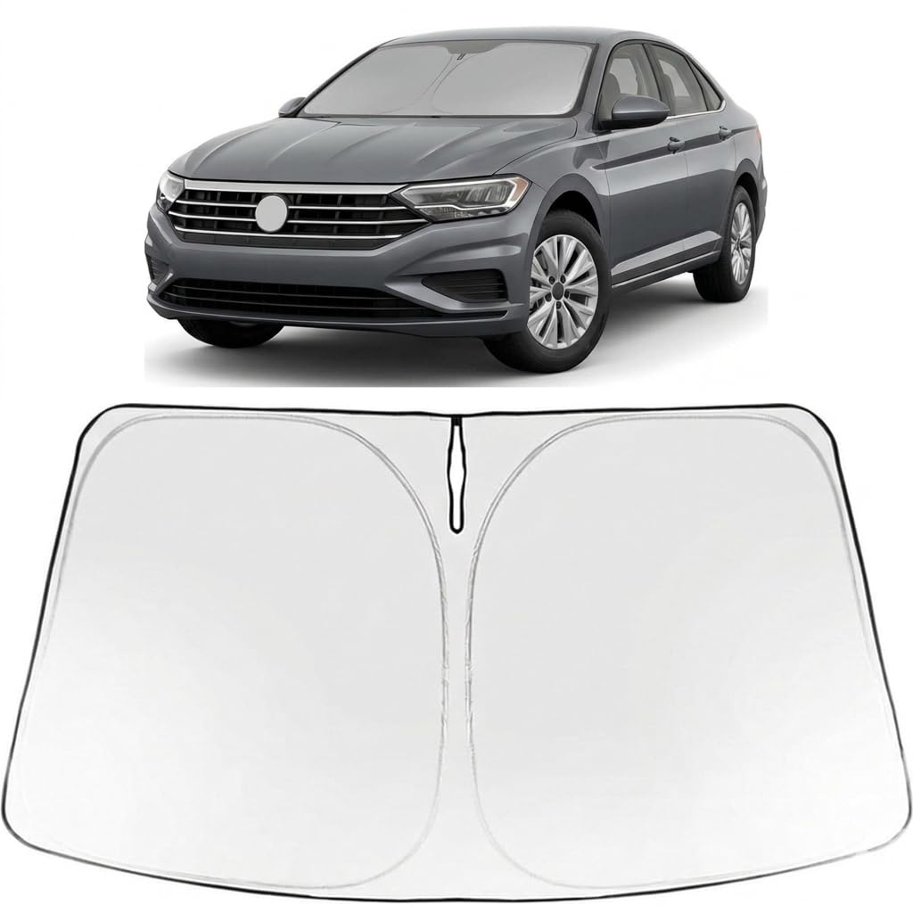 Proadsy Windshield Sun Shade for Jetta 2019-2026 Foldable Front Sunshade Protector Sun Visor Blocks UV Rays Keep Car Cooler Accessories