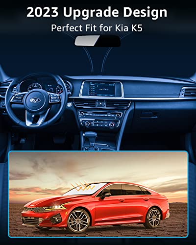 Proadsy 2024 Upgrade Windshield Sunshade Custom for Kia K5 2023 2022 2021 Reflective Heat Sun UV Protector Foldable Front Window Shade Accessories