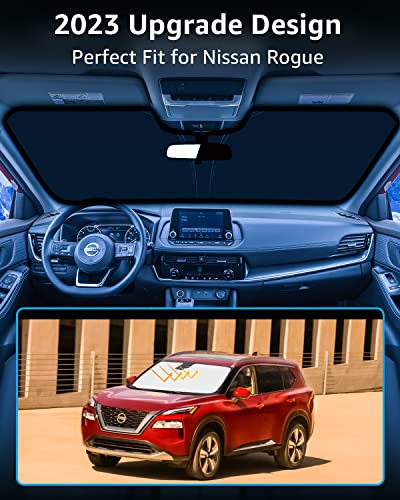 Windshield Sunshade Custom for Nissan Rogue 2023 2022 2021 Reflective Heat Sun UV Protector Foldable Front Window Shade Upgrade Accessories Certified Sustainable