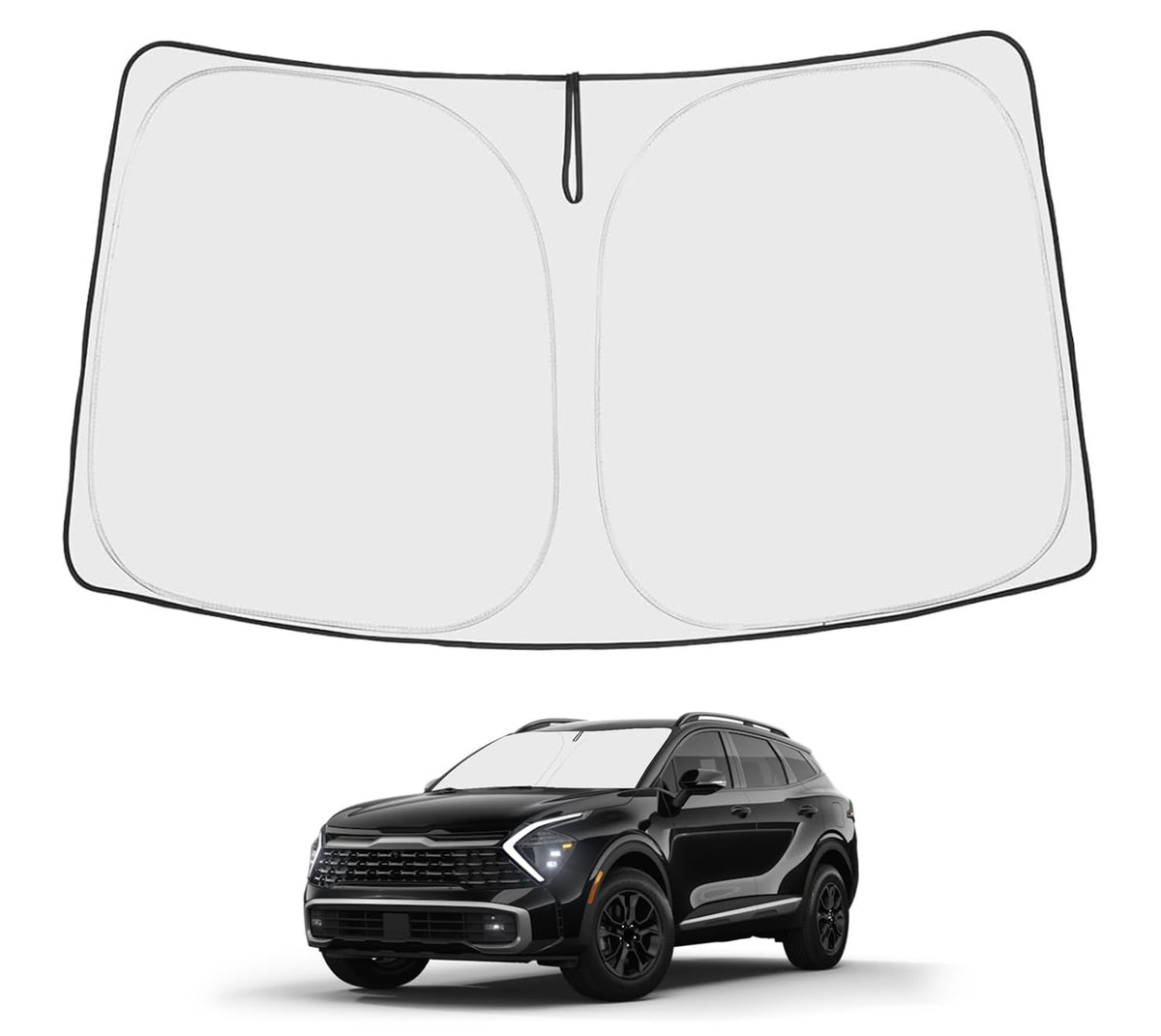 Proadsy 2025 Upgrade Windshield Sun Shade Custom Fit Hyundai Kona 2018-2024 2025 4-Layer Foldable Front Sunshade Protector Sun Visor Blocks UV Rays Keep Car Cooler Accessories