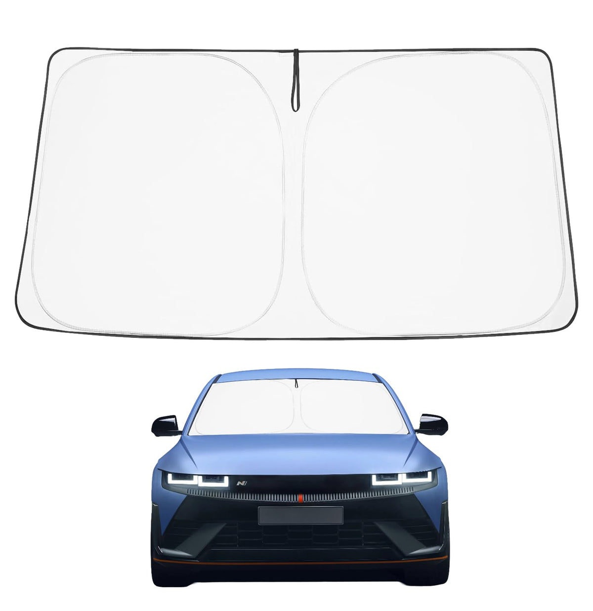 Proadsy 2026 Upgrade Windshield Sun Shade Custom Fit Hyundai Ioniq 5 2022-2025 2026 4-Layer Foldable Front Sunshade Protector Sun Visor Blocks UV Rays Keep Car Cooler Accessories