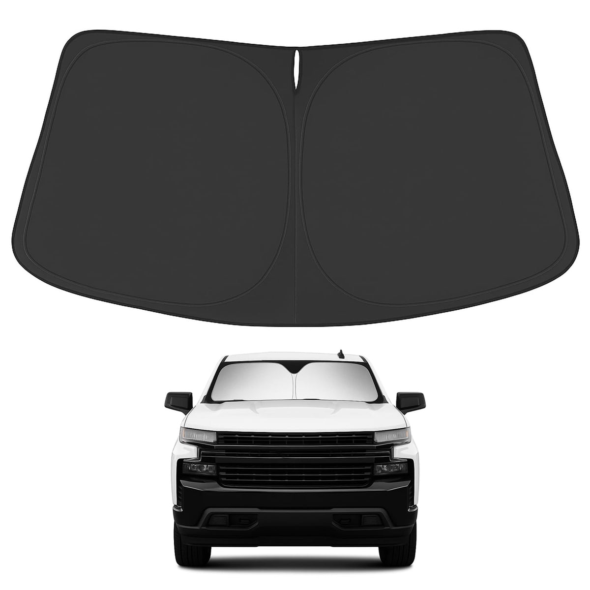 Proadsy Upgrade Front Windshield Sunshade Foldable Sun Shade Protector Custom Fit 2019-2025 Chevy Silverado 1500, Regular cab, Crew cab, Double Cab 2Dr 4Dr Accessories