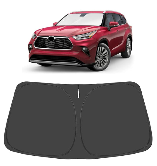 Proadsy for Toyota Highlander 2020-2025 2026 Windshield Sun Shade 4-Layer Foldable Front Sunshade Highlander L LE XLE Limited Platinum Protector Sun Visor Blocks UV Rays Keep Car Cooler