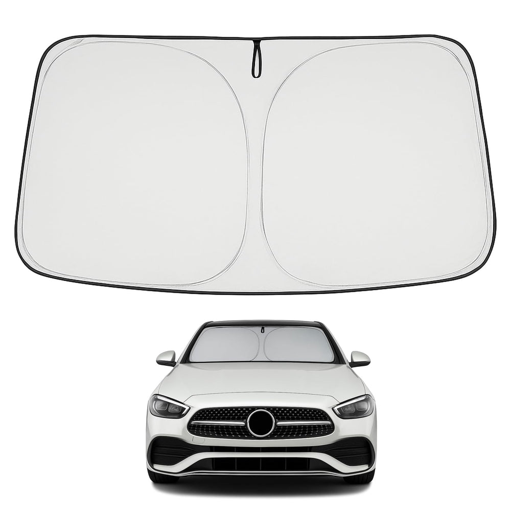 Proadsy 2025 Upgrade Windshield Sun Shade Custom Fit Mercedes Benz C Class 2015-2021 4-Layer Foldable Front Sunshade Protector Sun Visor Blocks UV Rays Keep Car Cooler Accessories