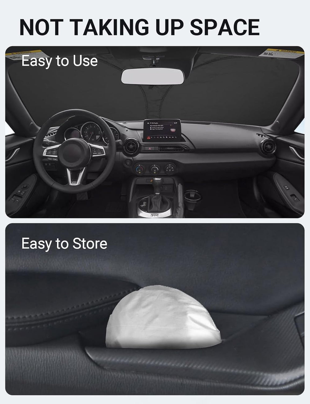 Proadsy 2025 Upgrade Windshield Sun Shade Custom Fit Mazda MX-5 Miata Convertible 2017-2019 4-Layer Foldable Front Sunshade Protector Sun Visor Blocks UV Rays Keep Car Cooler