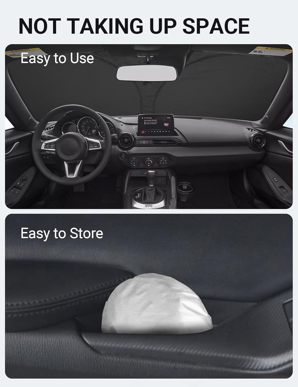 2017-2019 Mazda MX-5 custom-fit sunshade - folded compact