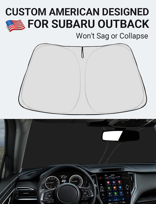 Custom American designed 2020-2025 Subaru Outback windshield sunshade, will not sag or collapse
