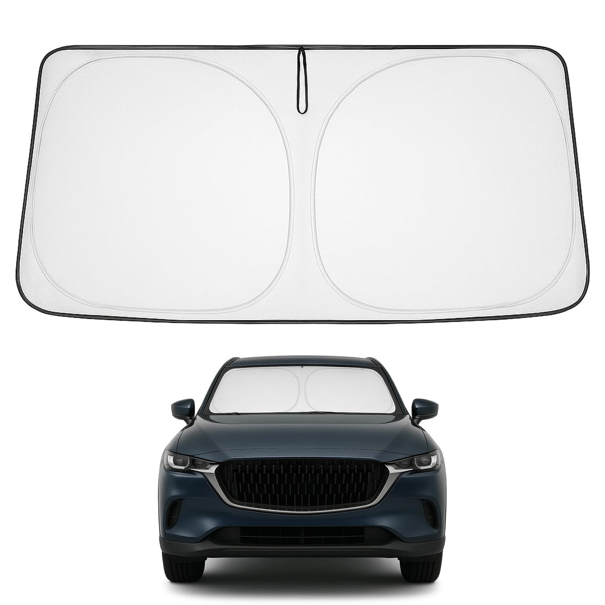 Proadsy 2025 Upgrade Windshield Sun Shade Custom Fit Mazda CX-9 CX9 2016-2024 2025 4-Layer Foldable Front Sunshade Protector Sun Visor Blocks UV Rays Keep Car Cooler