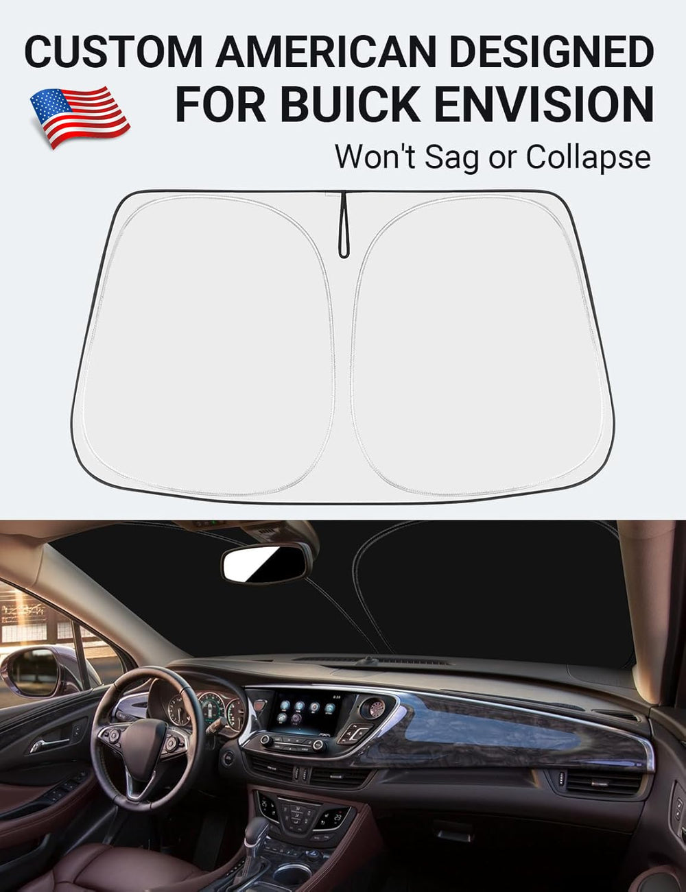 Proadsy 2025 Upgrade Windshield Sun Shade Custom Fit Buick Envision 2016-2020 4-Layer Foldable Front Sunshade Protector Sun Visor Blocks UV Rays Keep Car Cooler Accessories