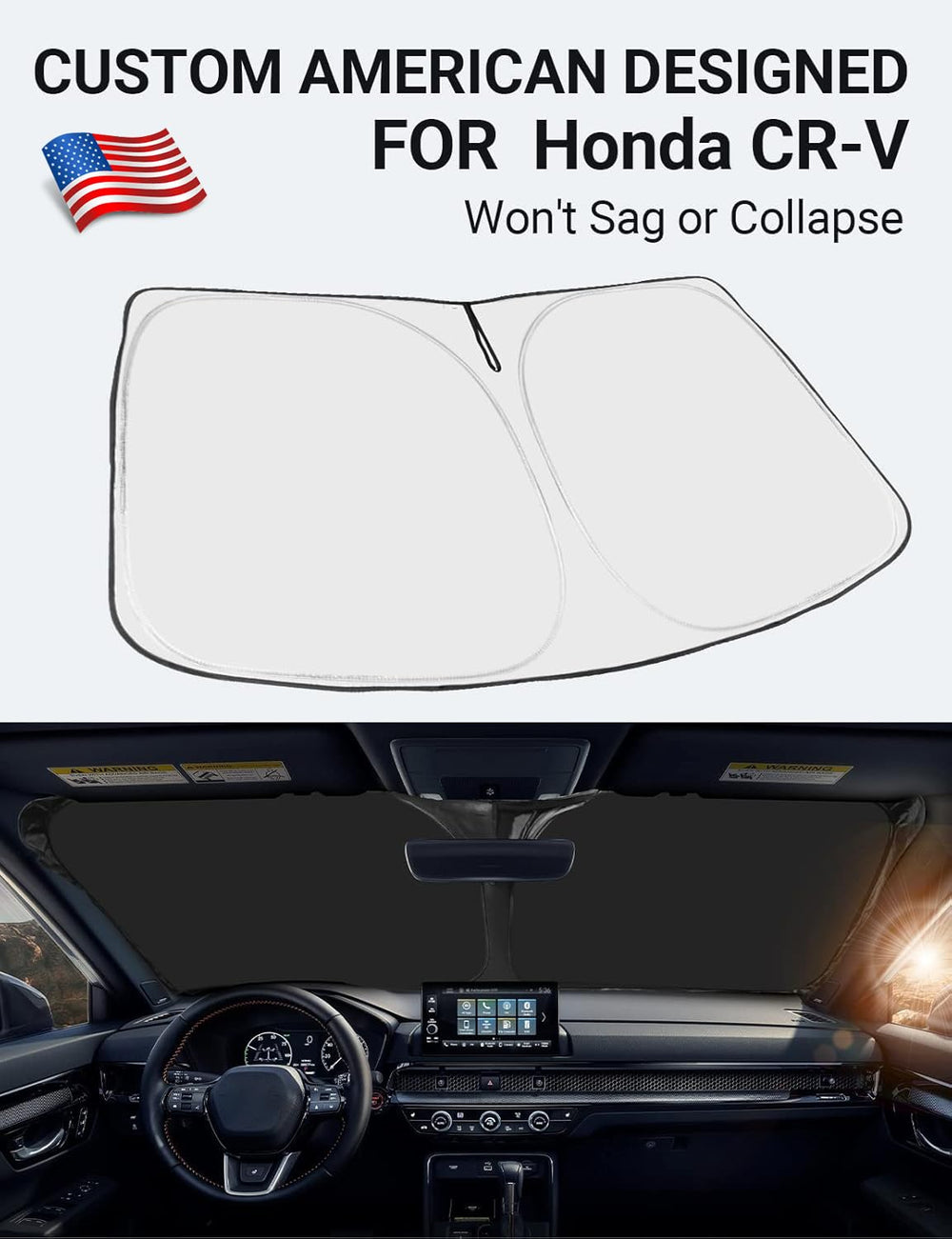 Proadsy for Honda CRV 2023-2025 2026 Windshield Sun Shade 4-Layer Foldable Front Sunshade Protector Sun Visor Blocks UV Rays Keep Car Cooler