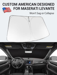 Custom American designed 2017-2024 Maserati Levante windshield sunshade, will not sag or collapse