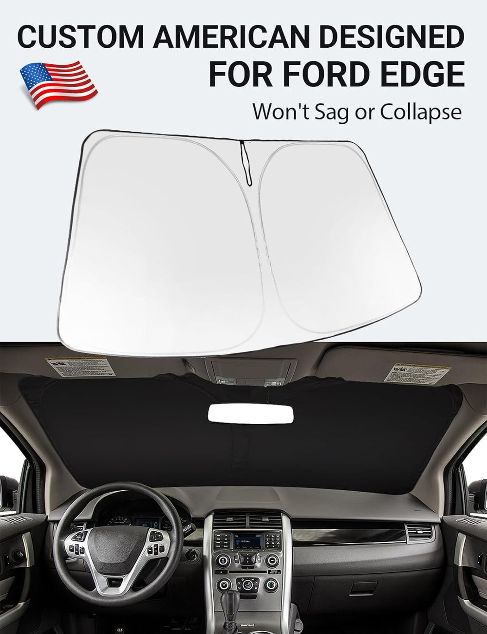 Proadsy 2026 Upgrade Windshield Sun Shade Custom Fit 2007-2014 Ford Edge Foldable Front Sunshade Protector Sun Visor Blocks UV Rays Keep Car Cooler
