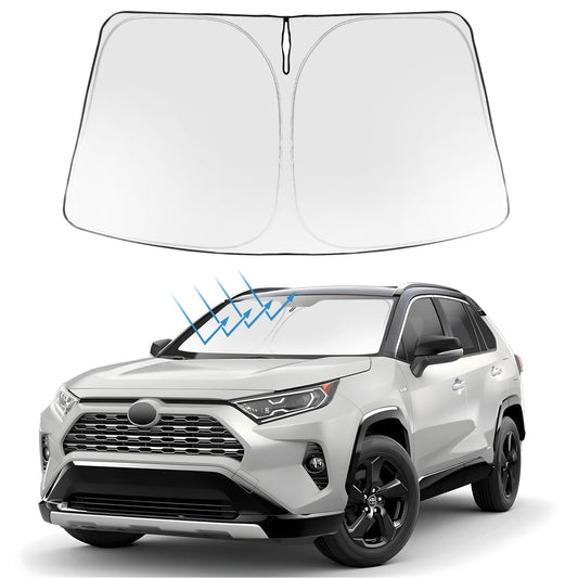 Proadsy 2025 Upgrade Front Windshield Sun Shade Foldable RAV4 Sunshade Protector Custom Fit 2019-2025 RAV-4 SUV Crossover, TRD Off-Road, LE XLE Premium Limited XSE Hybrid Adventure Prime Accessories